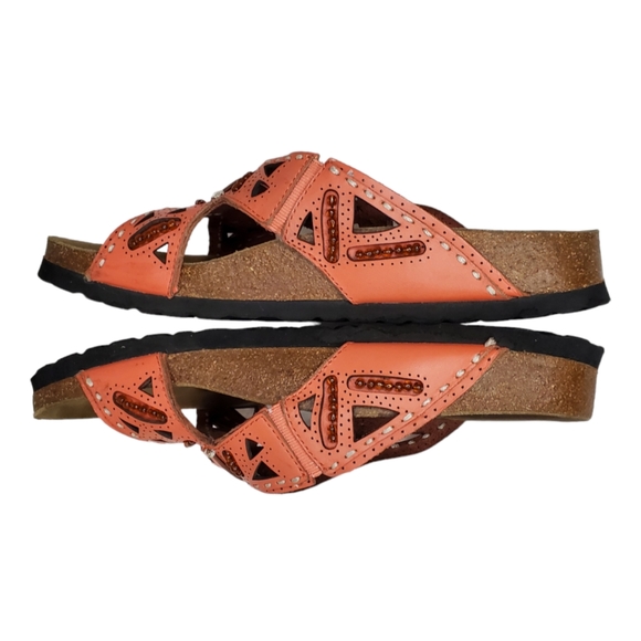 Birkenstock Betulas "Joyce" Beaded Laser Cut Cross Strap Sandals Salmon Size 7 - Picture 7 of 13
